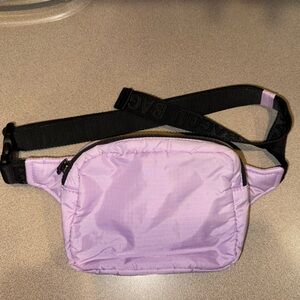 Baggy Puffy Fanny Pack Sling Bag Lavender Lilac with Black Strap